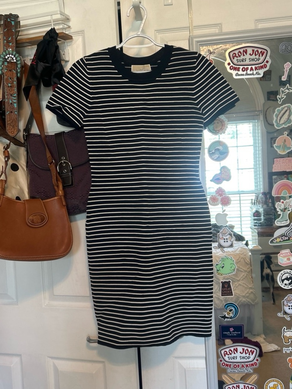 Striped Black & White Knit Dress - Classic Casual